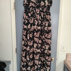 Floral Black and Pink Maxi Dress